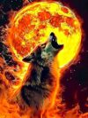 The Wolf in The Flames Diamond Art Kits for Adults,Diamond Painting Kits for Beginner, 5D DIY Diamond Full Drill Crafts for Gem Art for Adults Home Wall Decor for Teens 12x8 inch