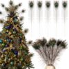 Thiccywoov 24 Pcs Christmas Peacock Tree Decor 23.62-27.56 Inches Bulk Xmas Peacock Feather Pick Teal Feathers Ornaments for Christmas Craft Vase Wedding Party Decor