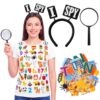 Thiccywoov I Spy Costume Set Includes 1 I Spy Headband, 1 Magnifying Glass and 50 Pcs Self Adhesive Felt Book Character Costume Accessory for First Day of School Reading Party Supplies