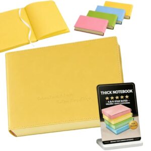 Thickened A5 Hardcover Journal with PU Leather Cover, 720 Pages (Yellow)