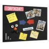 Thickened Bulletin Board, 36 x 24 Inches Felt Board Pin Board for Wall, 2pcs Foldable Decorative Large Cork Board with Self-Adhesive Tape, Photo Display Board for Office, Include 10 Pushpins, Black
