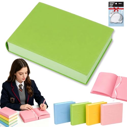 Thickened Color Brick Notebook - A5 720 Pages Hardcover Journal, Thickened Colored Notebook with Ribbon Bookmark, PU Leather Cover, Thick Paper Diary for School Office Study Note Taking,Green