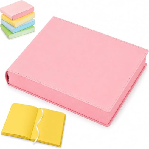 Thickened Color Brick Notebook, A5 Super Thick Hardcover Journal, 720 Pages Color Brick Book, 80GSM Bleedproof Paper Thick Journal, Soft PU Leather Notebook for Notes, Lists (Pink)