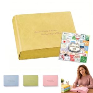 Thickened Color Brick Notebook, Blank Page Sketchbook Journal for Drawing & Writing A5 720 Page Hardcover 80GSM Bleedproof Thick Journal with 57Pcs Vintage Stamp Stickers for Women Men School Office Gift (yellow)