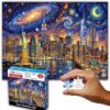 Think2Master Starry Manhattan Night 500 Pieces Large Format Jigsaw Puzzle: 13+, Teens, Adults & Families. New York City in Van Gogh-Inspired Artistic Starry Night Sky. Great Gift. Size: 26.8” X 18.9”