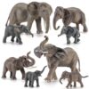 THINKBAY 8PCS Elephant Figurines Set Realistic Safari Animals Toys