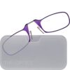 ThinOptics Universal Pod Rectangular Reading Glasses, Purple Frames/White Case, 2.5 x