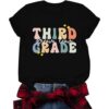Third Grade Teacher Shirt for Women Elementary School Teacher Shirts Cute Teach s Tees Casual Tops Black
