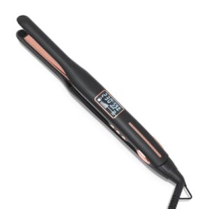 Thirtek 3/10 Inch Pencil Flat Iron, Hair Straightener and Curler for Short Hair Pixie Cut Bangs & Edge Styling, 15 Heat Settings Ceramic Floating Plates Dual Voltage