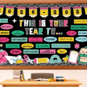 This is Your Year Bulletin Board Back to School Bulletin Board Decor Composition Notebook Classroom Decoration Inspirational Apple Pencil Cutouts for First Day of School Door Wall Chalkboard Decor