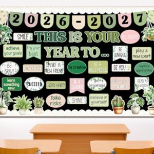 This is Your Year Bulletin Board Decorations Welcome Back to School Bulletin Board Sets Inspirational Poster Positive Affirmations Wall Decor for Teacher School Office Chalkboard Wall Door Decor