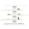 THNIOI 5 Tier Wall Shelf, White Wood Knick Knack Shelf, Floating Shelves for Wall, Asymmetric 14.6 x 14.6 x 2.4 in Display Rack for Toys, Figurines, Collectibles, Bedroom, Nursery, Playroom Decor