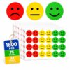 Thoxly 1800 Happy Face Stickers, 1 Inch, Red Yellow Green Labels