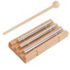 Three Tone Wind Chimes Orff Percussion Instrument, Aluminum & Beech Classroom Rhythm Teaching Aid, Handheld Tuned Bell with Knocker for Music Education, Calm Focused