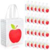 Threlaco 30 Pcs Back to School Gift Bags Bulk Reusable Teacher Appreciation Gift Tote Colorful Nonwoven Apple Notebook Line Bag with Handle for First Day of School Party 10 x 8 x 4 Inch