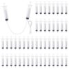 Threlaco 48 Pcs Hydraulic and Pneumatic Kit 10ml Plastic Syringe with 12 Pcs 20in Vinyl Handy Tubing for Science and Engineering Projects for Back to School Classrooms Scientific Labs