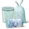 Thryoss Jasmine Scented Small Garbage Bags,Trash Bags 4 gallon Drawstring For Bathroom,Office,Bedroom,Car,Suitable for 2-4 gallon trash can,colorful Print,purple,50 Counts