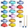 Thryvomniq Fishing Game Set 32 Reusable Dry Erase Fish Cards with 2 Blue Tip Wooden Fishing Rods and 2 Markers Laminated Cardstock Matching Activity for Classroom Home and Party Use