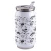 T&H XHome Flower 14oz Stainless Steel Tumbler with Lid & Straw-Double Wall Vacuum Insulated Travel Mug Floral Pastoral Elegant Gray Water Bottle Coffee Beverage Drinks Cup