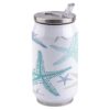 T&H XHome Ocean Coastal 10oz Stainless Steel Tumbler with Lid & Straw-Double Wall Vacuum Insulated Travel Mug Retro Nautical Sage Green Sea Shell Water Bottle Coffee Beverage Drinks Cup