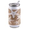 T&H XHome Starfish 14oz Stainless Steel Tumbler with Lid & Straw-Double Wall Vacuum Insulated Travel Mug Coastal Starfish Sea Snail Coral Plaid Brown Water Bottle Coffee Beverage Drinks Cup