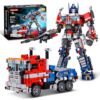 TIALLOW Transform Sets Robot Building Block Toys，2 in 1 STEM Robotics Transforming Truck Mech Building kit，Compatible with Lego，Christmas Birthday Gift for Adults Boys Age 8-12 (Blue)