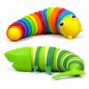 TIANTAIYUE Fidget Slug Toys, Sensory Slug Fidget Toy for Kids and Adults, 2Pcs Rainbow Worm Stress Relief Toy, Child-Friendly, Anti-Anxiety Autism Sensory Toy, Essential Travel Toys for Toddlers