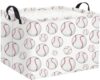 TIBAOLOVER Rectangular Baseball Basket Kids Baby Storage Basket Cute Kids Toy Storage Bin Organizer Shelf Book Sports Room Decor(Baseball)