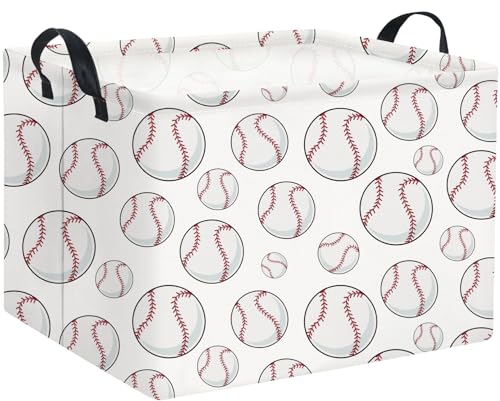 TIBAOLOVER Rectangular Baseball Basket Kids Baby Storage Basket Cute Kids Toy Storage Bin Organizer Shelf Book Sports Room Decor(Baseball)