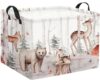 TIBAOLOVER Rectangular Woodland Animal Basket Kids Baby Storage Basket Cute Storage Bin Organizer Shelf Book Woodland Room Decor(Woodland Animal)