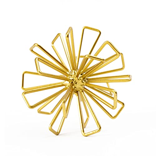 TICKCACY Metal Small Geometric Sculpture, 4.75" Gold Triangular Striking Iron Table Decoration Sphere, 3D Metal Home Table Top Decor Ball, Abstract Decorative Tabletop Orbs for Living Room Office