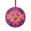 Tie-dye Heart Watercolor Glass Pendant Round Fashion Hanging Decor for Home Garden Art Gift