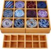 Tie Organizer for Drawer - Bamboo Drawer Organizer for Sock Underwear 2Pcs