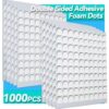 Tikfoam 1000Pcs Double Sided Adhesive Foam Dots, 2mm and 1mm Thick Tape for Craft, Card Making, Marked Candles, Scrapbook, Poster and DIY Projects