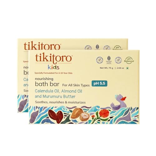 Tiki_to_ro Kids Nourishing Bath Bar | Pediatrician Approved | Murumuru Butter Soap | Soothes, Nourishes and Moisturizes Skin | All Skin Types | Vegan | No Parabens & Sulphates (4-10 Years) (2 x 75g)
