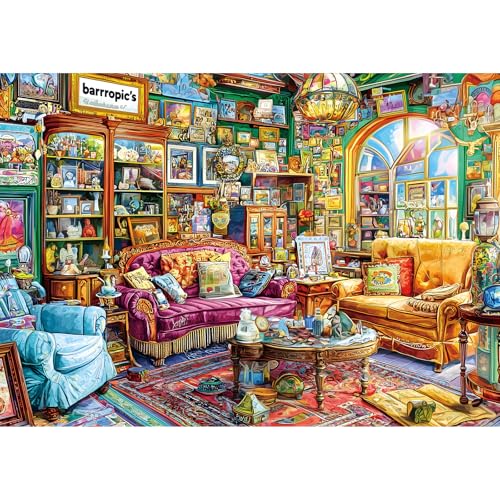 TileJoy 1000 Piece Puzzles for Adults, Jigsaw Puzzle of Whimsical Collection Room, Funny Puzzle, Perfectly Fitting Pieces, Home Decor Birthday Party Gift for Adults Seniors 27.5" x 19.7"