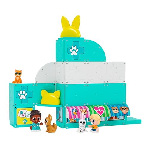 Tile Town Pet Vet Magnetic Tiles Set, 48 Piece Magnet Tiles for Kids with Sound and Lights, Innovative Action Play Kids Magnetic Tile Toys, Ages 3-6