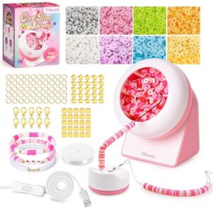 Tilhumt Clay Bead Spinner, 2112Pcs Clay Bead Spinner Kit for Jewelry Making, Friendship Bracelets Maker with Needle and Elastic String, Bracelet Making Machine for Craft Bead Lovers & Adults, Pink