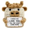 Till The Cows Come Home Crochet Highland Cow Keepsake Gifts for Couples, Handmade Emotional Support Pocket Sweet Gifts for Girlfriend Boyfriend, Love Desk Decor for Birthday Long Distance Relationship