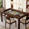 Timechee 3-in-1 Board Game Table for 4-6 Players, Convertible Gaming Poker Table with Removable Top & Felt Play Area, Multi-Function Office Dinner Tables for Dining Room, Home Office, Walnut Color