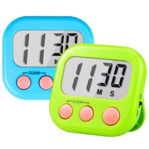 Timer for Kids Teachers Supplies Digital Kitchen Timers for Cooking Large Magnetic Classroom Timer 2Pack-Blue Green