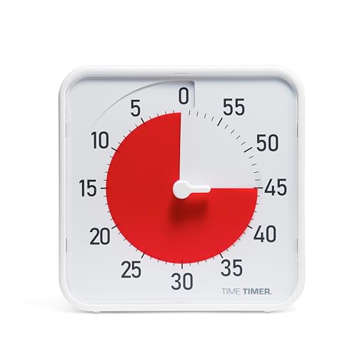 Time Timer Original 8" Visual Countdown Timer – Medium 60-Minute Classroom Visual Timer for Modern classrooms, Students & Adults – Helps with Focus, Sensory Needs, ADHD, Autism – (Red & White)