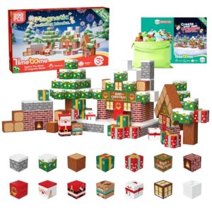 Timetome Magnetic Blocks, 200PCS Magnetic Building Block Cubes, STEM Montessori Sensory Toys for Kids Boys Girls Ages 3 4 5 6 7 8 9 10 (Christmas Version)