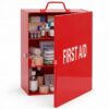 Timgle 1 Pcs First Aid Kit with Lock 3 Shelf Wall Mount Medicine Cabinet with Key Lock Handle Locking Medical Cabinet Lightweight Medium Wall Organizer Steel Storage Box for Business Worksite (Red)