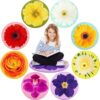 Tinideya 8 Pcs Flower Classroom Carpet Kids Rug 15 x 15 Inch Back to School Supplies Round Floral Non Slip Mat for Classroom Nursery Kindergarten Playroom Bedroom