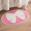 Tinideya Pink Bow Bathroom Rug, 27.6×19.7 inches Cute Bowknot Tufted Bath Mat with Ruffle Edge, Soft Absorbent Non-Slip Plush Shower Rug for Bathroom Bedroom, Coquette Preppy Room Decor