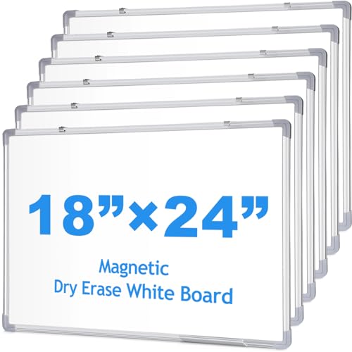 Tinlade 6 Pack Magnetic Dry Erase Whiteboard Message Presentation White Board White Board Dry Erase Aluminum Frame Hanging Whiteboard for Home Office(18 x 24 Inches)