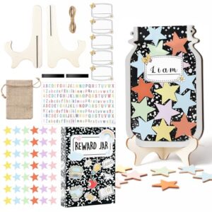 Tinlade Magnetic Reward Jar Composition Notebook Theme Star Jar Reward System Classroom Board Incentive Supplies with Stars Home Chore Chart Good Behavior Management Tools Back to School Must Haves