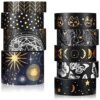 Tinlade Vintage Book Washi Tape Set 9 Rolls Gothic Silver Gold Pattern Foil Masking Tape Butterfly Star Moon Aesthetic Decorative for Arts, Book, DIY Crafts and Gift Wrapping