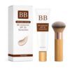 Tinted Moisturizer Liquid Makeup with Applicator Brush, Full Coverage Blur Concealer Base, Wheat Shade Daily Facial Makeup Base